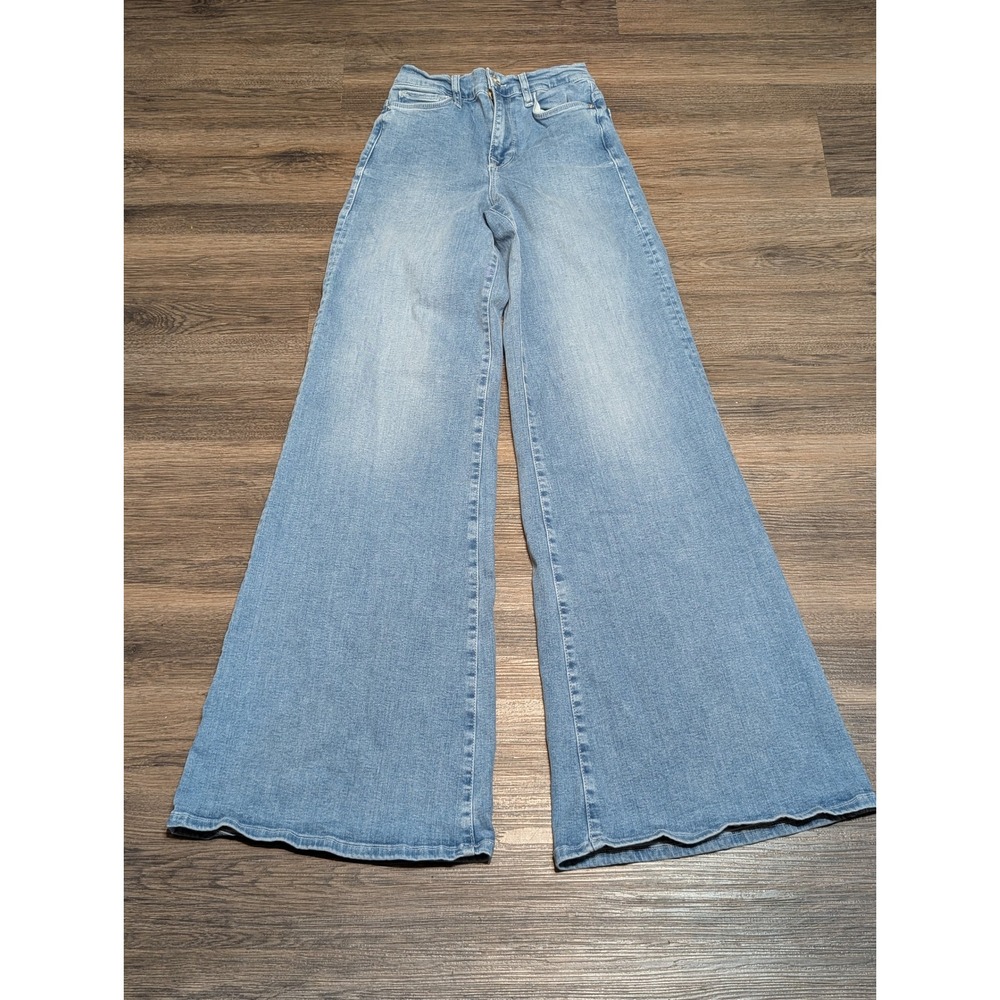 FRAME Le Palazzo High Rise Wide Leg Flare Jeans Light Wash Blue Size 25x33